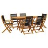 vidaXL 7 Piece Garden Dining Set Black Polypropylene and Solid Wood