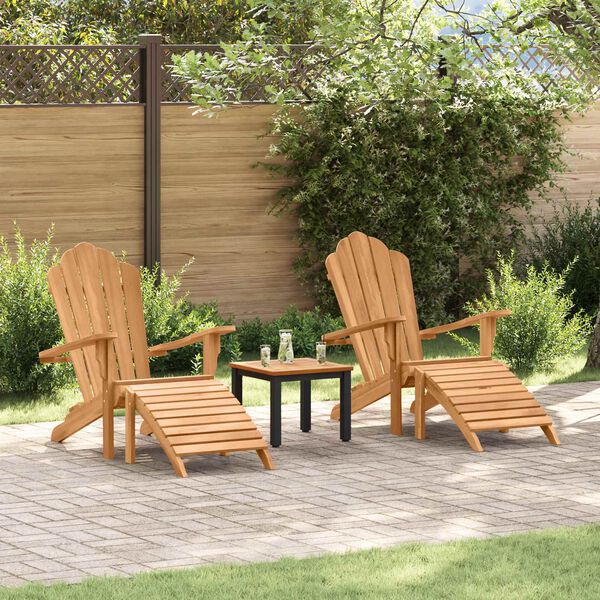 vidaXL Adirondack Chair 2 pcs Brown 137 x 77 x 95 cm Solid Teak Wood