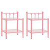 vidaXL Bedside Cabinets 2 pcs Pink and Transparent Metal and Glass
