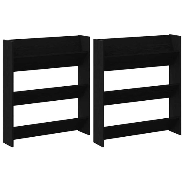 vidaXL Shoe Cabinet 2 pcs Black Oak 86 x 18 x 90 cm Engineered Wood