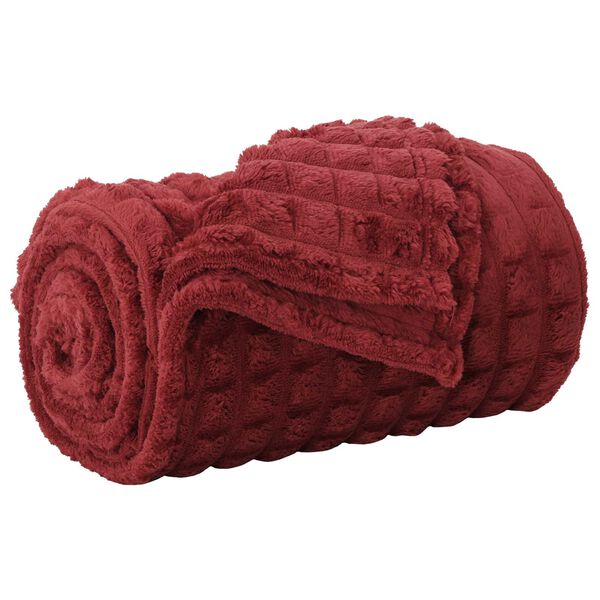 vidaXL Throw Blanket Bordeaux Red 240 x 220 cm Fleece