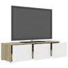 vidaXL TV Cabinet White and Sonoma Oak 120x34x30 cm Engineered Wood