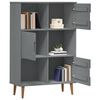vidaXL Bookcase MOLDE Grey 90x35x133,5 cm Solid Wood Pine