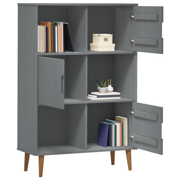 vidaXL Bookcase MOLDE Grey 90x35x133,5 cm Solid Wood Pine