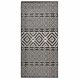 vidaXL Outdoor Flatweave Rug 80x150 cm Black Stripes