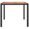 vidaXL Garden Table with Wooden Top Black Poly Rattan&Solid Wood Acacia