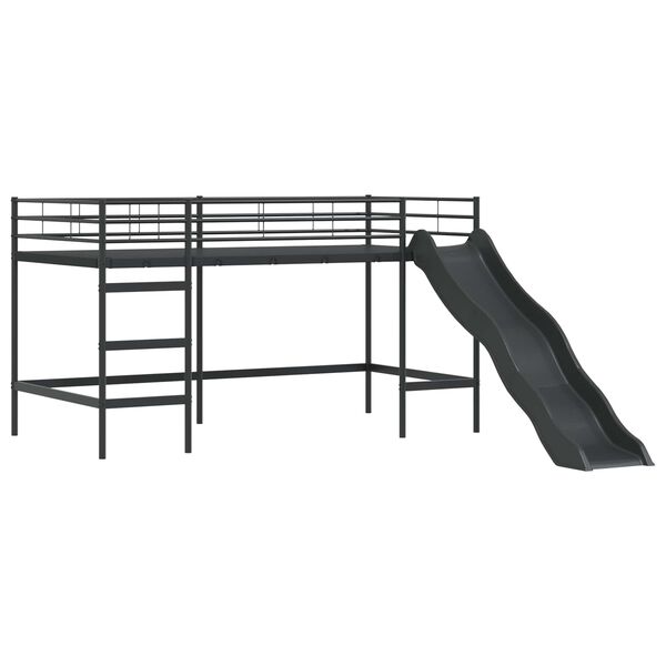 vidaXL Kids'Loft Bed Frame with Slide Black and Anthracite