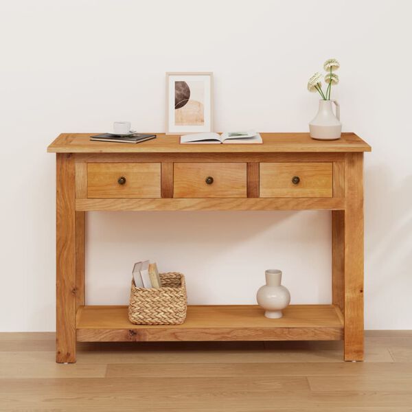 vidaXL Console Table 110x35x75 cm Solid Oak Wood