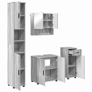 vidaXL Bathroom Furniture Set 4 pcs Grey Sonoma 61 x 35 x 64 cm