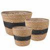 vidaXL 3 pcs Natural and Black &Oslash;26 x 19 cm 100% Seagrass
