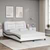 vidaXL Bed Frame with LED without Mattress "Hvar" White and Black 140x200 cm