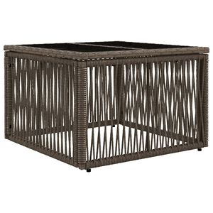 vidaXL Garden Table Grey and Black 55 x 55 x 37 cm PE Rattan and Glass