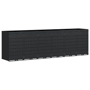 vidaXL Wheelie Bin Storage for 6 Bins Black 408 x 77.5 x 121.5 cm
