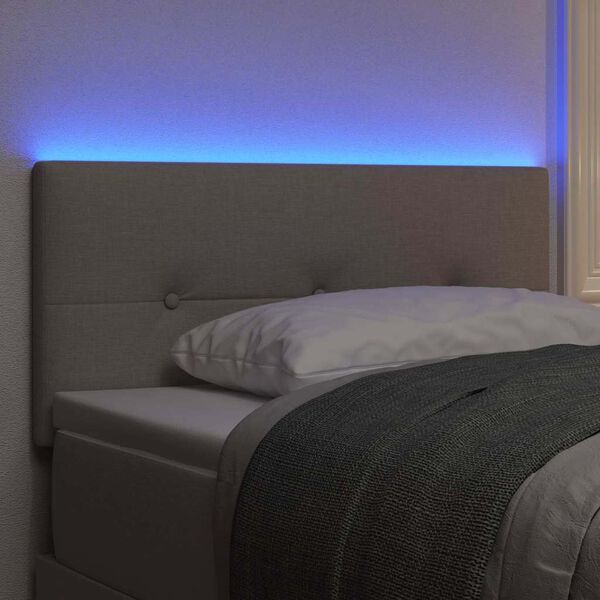 vidaXL LED Headboard with LED Strip Lights Taupe 80 cm Polyester