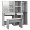 vidaXL Dressing Table Set with LED Grey Sonoma Engineered Wood