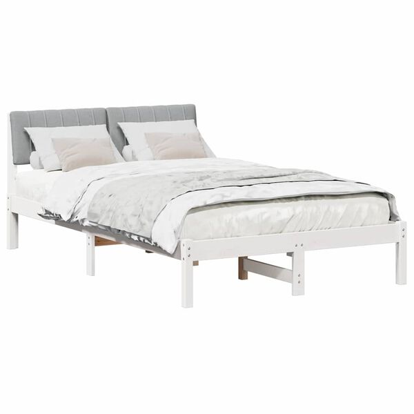 vidaXL Bed frame White and light grey 120 x 200 cm Solid pine wood