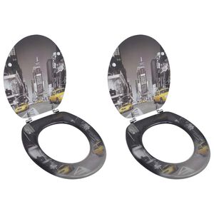 vidaXL Toilet Seats with Lids 2 pcs MDF New York