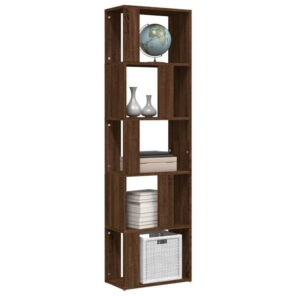 vidaXL Book Cabinet Brown Oak 45x24x160 cm Engineered Wood