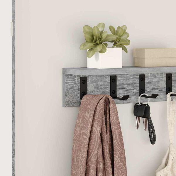 vidaXL Wall-Mounted Coat Rack Grey Sonoma 40 x 10.5 x 10.5 cm