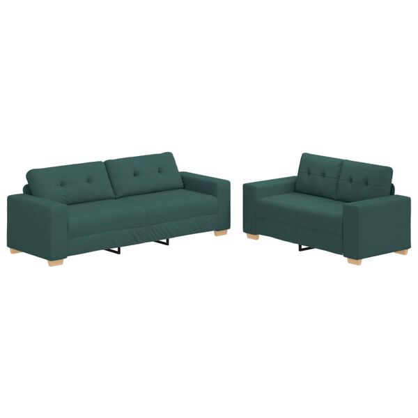 vidaXL Sofa 2 pcs Green 221 x 80 x 80 cm Fabric