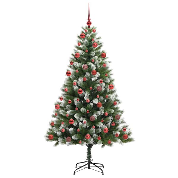 vidaXL Artificial Hinged Christmas Tree with Flocked Snow 180 cm