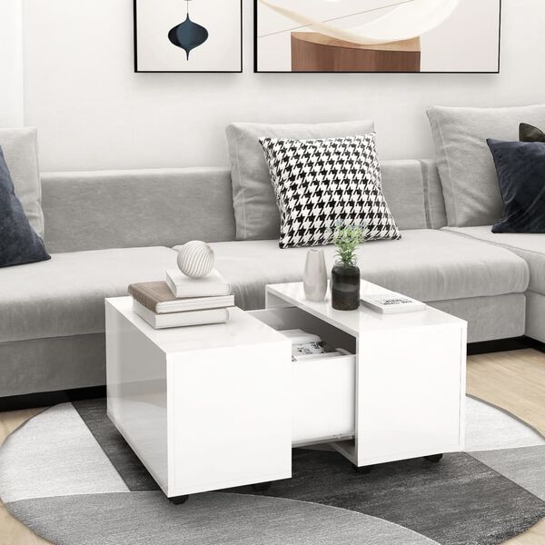 vidaXL Coffee Table High Gloss White 60x60x38 cm Engineered Wood