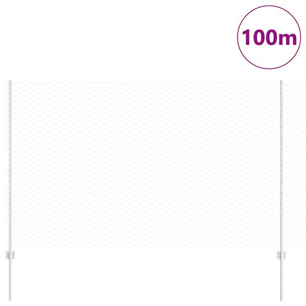 vidaXL Fence with Post Silver 1.5 x 100 m Steel