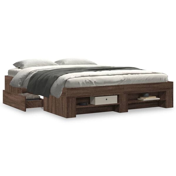 vidaXL Bed Frame without Mattress Brown Oak 160x200 cm Engineered Wood