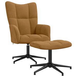 vidaXL Relaxing Chair with a Stool Brown Velvet
