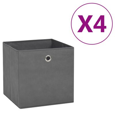 vidaXL Storage Boxes 4 pcs Non-woven Fabric 28x28x28 cm Grey