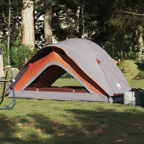 vidaXL Camping Tent 1-Person Grey and Orange Waterproof