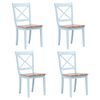 vidaXL Dining Chair | Set of 4 | Grey and natural | Solid rubber wood | Standard