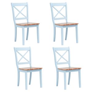 vidaXL Dining Chair | Set of 4 | Grey and natural | Solid rubber wood | Standard