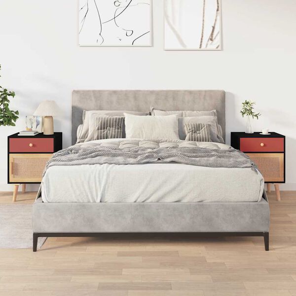 vidaXL Bedside Cabinets 2 pcs Black 40x30x55 cm Engineered Wood