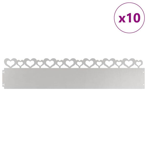 vidaXL Lawn Edgings 10 pcs Silver 103 x 0.05 x 22 cm Stainless Steel