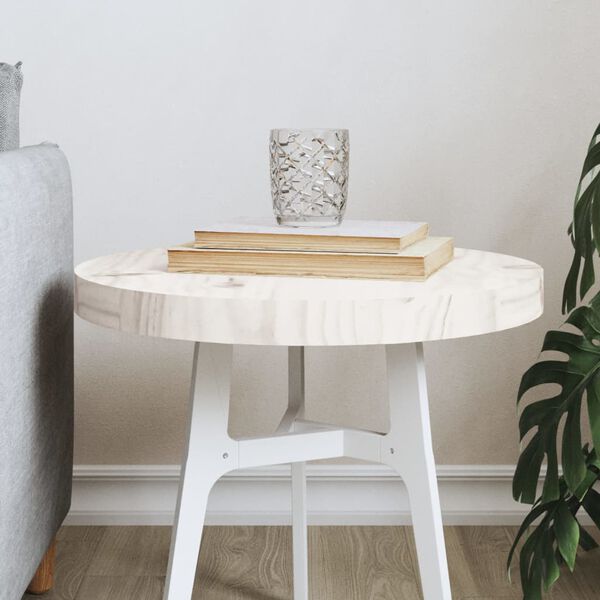vidaXL Table Top Round White &Oslash;40x3 cm Solid Wood Pine