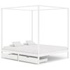 vidaXL Canopy Bed Frame without Mattress White Solid Wood 180x200 cm Super King