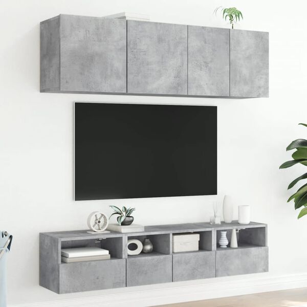vidaXL 5 Piece TV Wall Units Concrete Grey Engineered Wood