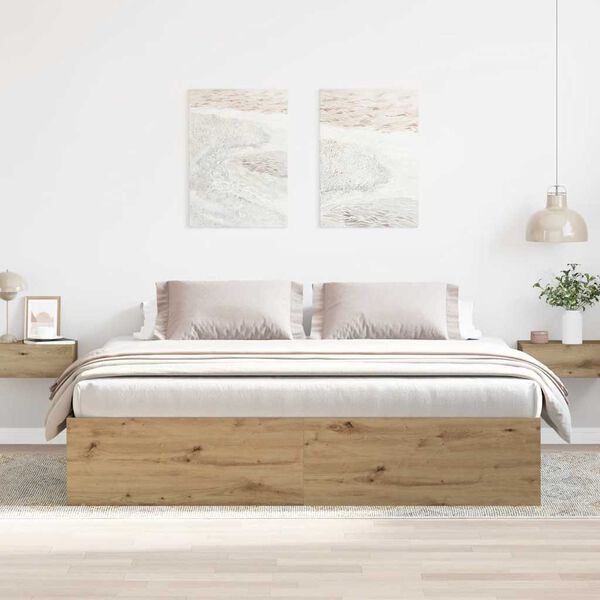 vidaXL Bed Frame without Mattress Artisan Oak 200x200cm Engineered Wood