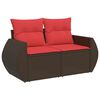 vidaXL Garden Sofa with Cushions 2-Seater Brown Poly Rattan