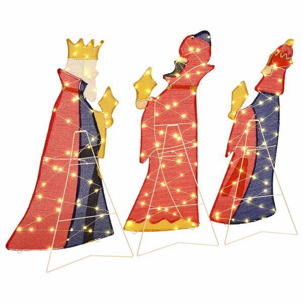 vidaXL 3 Wise Men Christmas Lighting 3 pcs Warm White 105 cm Fabric