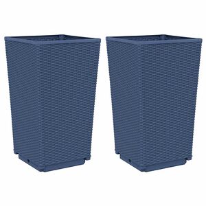 vidaXL Garden Planters 2 pcs Blue Grey 32.5x32.5x57 cm PP