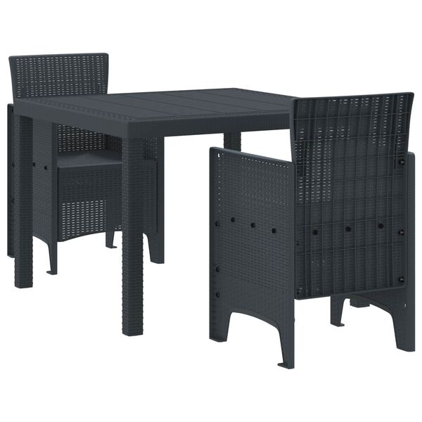 vidaXL Garden Dining Set 3 pcs Anthracite Polypropylene