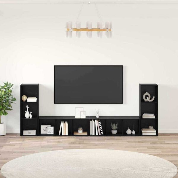 vidaXL TV Cabinet Set Wall-mounted 4 pcs Black Oak 37 x 35 x 107.5 cm