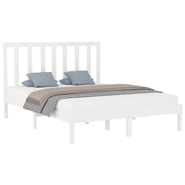 vidaXL Bed Frame without Mattress White 160x200 cm Solid Wood