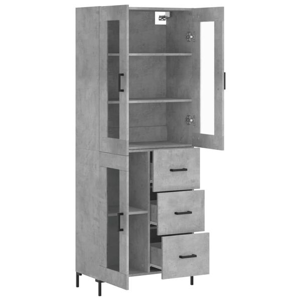 vidaXL Highboard Concrete Grey 69.5x34x180 cm Engineered Wood
