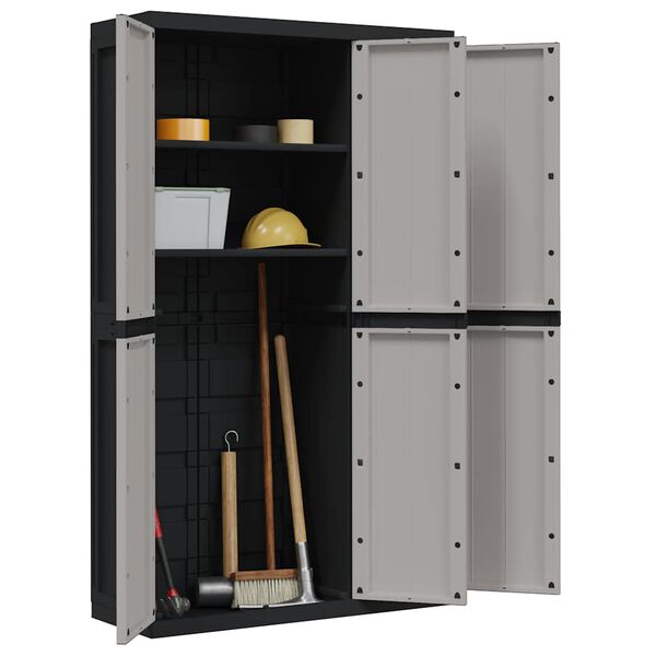 vidaXL Outdoor Storage Cabinet Grey and Black 97x37x165 cm PP