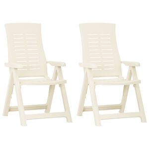 vidaXL Garden Reclining Chairs 2 pcs Plastic White
