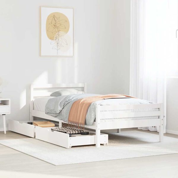 vidaXL Bed Frame without Mattress White 90x200 cm Solid Wood Pine