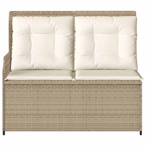 vidaXL Garden Bench with Cushion Beige Poly rattan